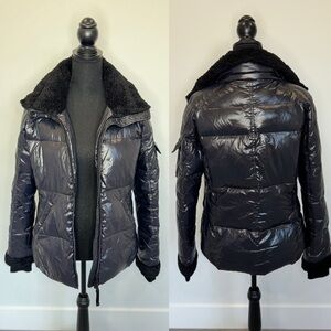 S13 NY Black Down Women’s Puffer Jacket with Faux Fur Collar